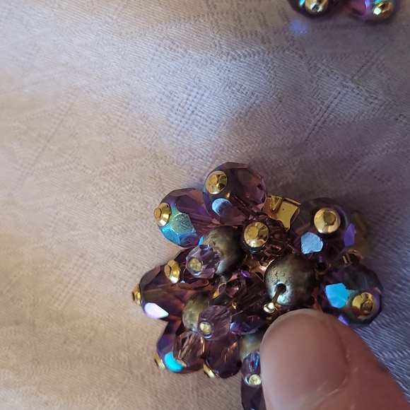 Chameleon vintage clip earrings glass beads wired - Picture 13 of 13